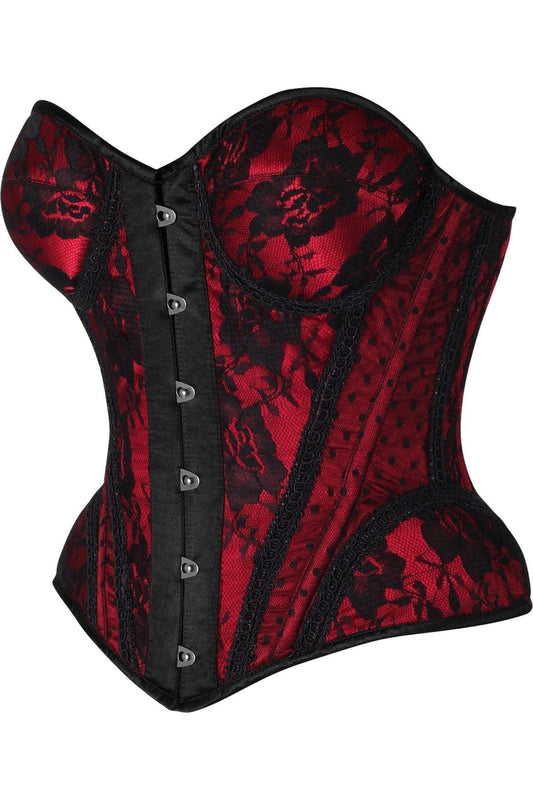 Daisy Corsets Top Drawer Red w/Black Lace Steel Boned Underwire Bustier Corset