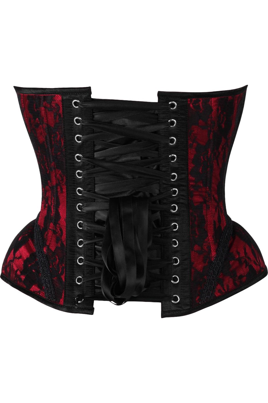 Daisy Corsets Top Drawer Red w/Black Lace Steel Boned Underwire Bustier Corset