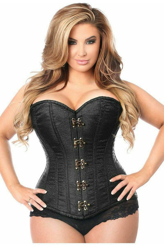 Daisy Corsets Top Drawer Black Brocade Steel Boned Corset w/Clasp Closure