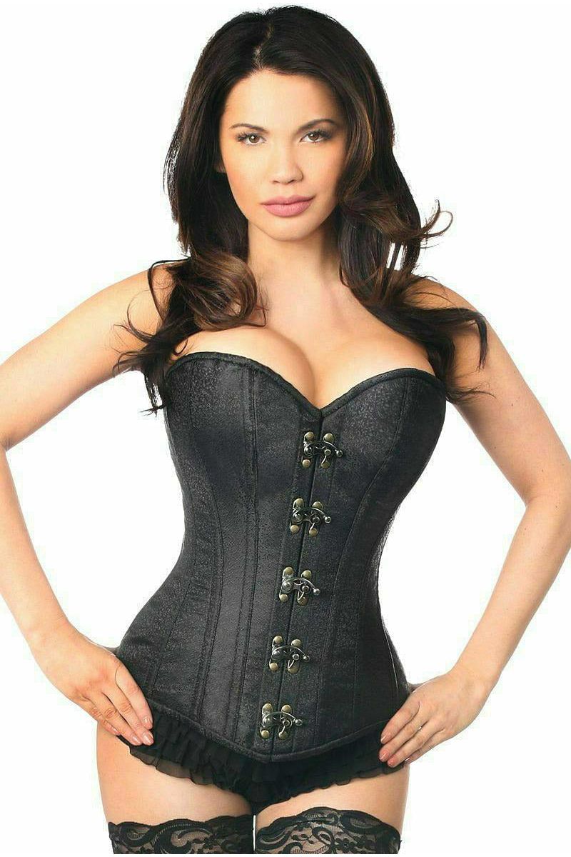 Daisy Corsets Top Drawer Black Brocade Steel Boned Corset w/Clasp Closure