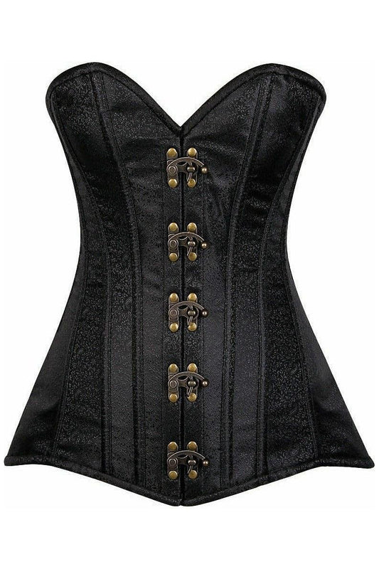 Daisy Corsets Top Drawer Black Brocade Steel Boned Corset w/Clasp Closure