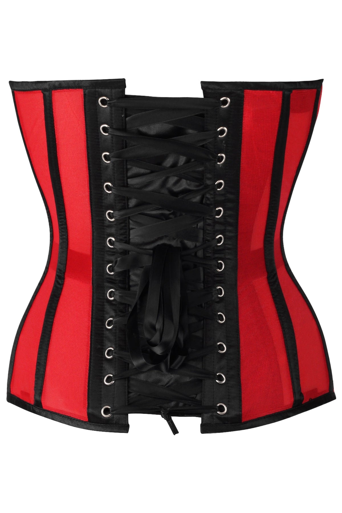 Daisy Corsets Top Drawer Red Mesh & Black Satin Steel Boned Overbust Corset