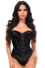 Daisy Corsets Top Drawer Black w/Black Lace Steel Boned Underwire Bustier Corset - Daisy Corsets