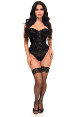 Daisy Corsets Top Drawer Black w/Black Lace Steel Boned Underwire Bustier Corset - Daisy Corsets