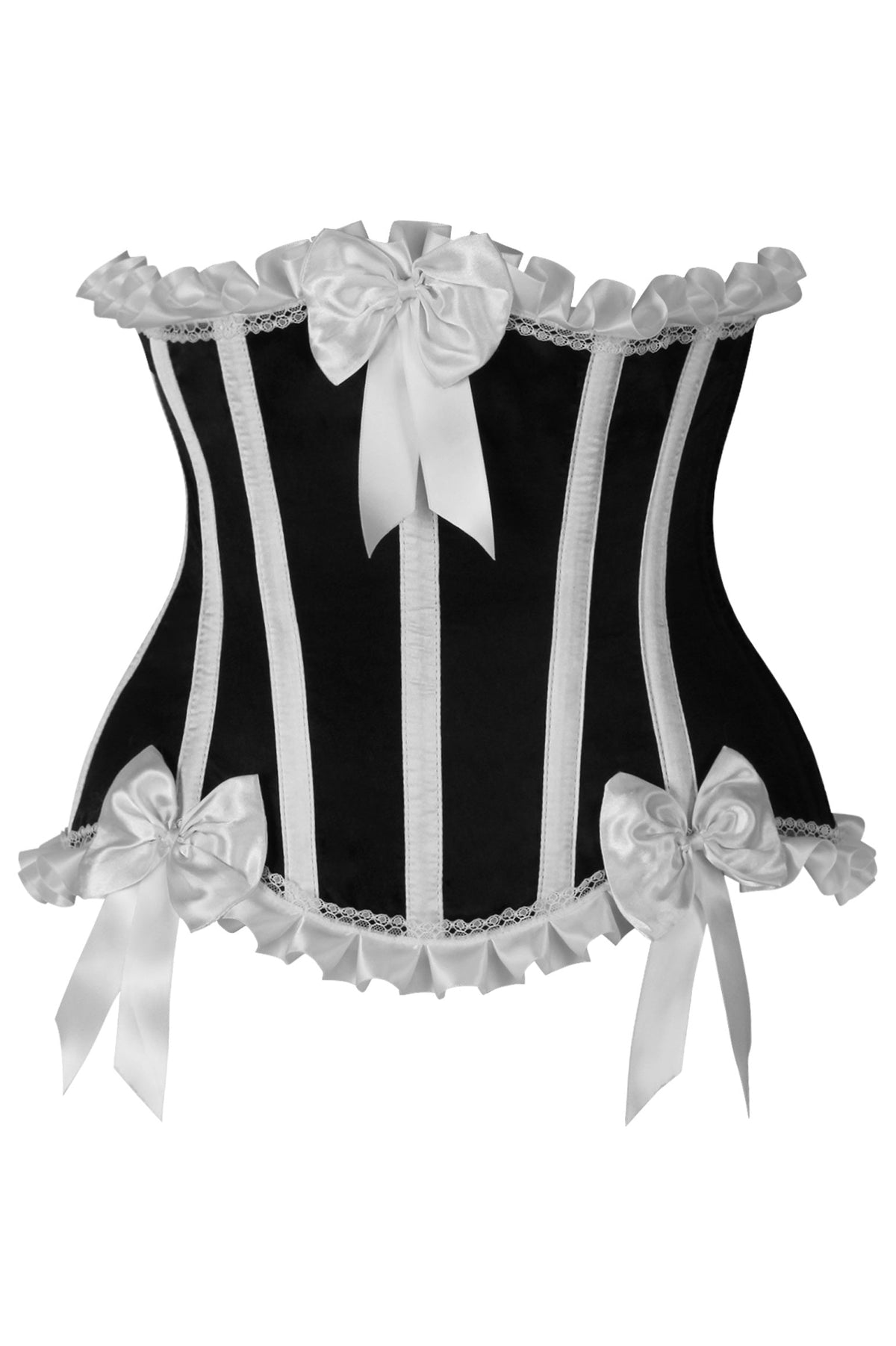 Daisy Corsets Top Drawer Black/White Steel Boned Burlesque Underbust Corset Waist Cincher