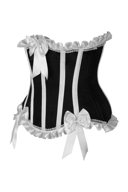 Daisy Corsets Top Drawer Black/White Steel Boned Burlesque Underbust Corset Waist Cincher - Daisy Corsets