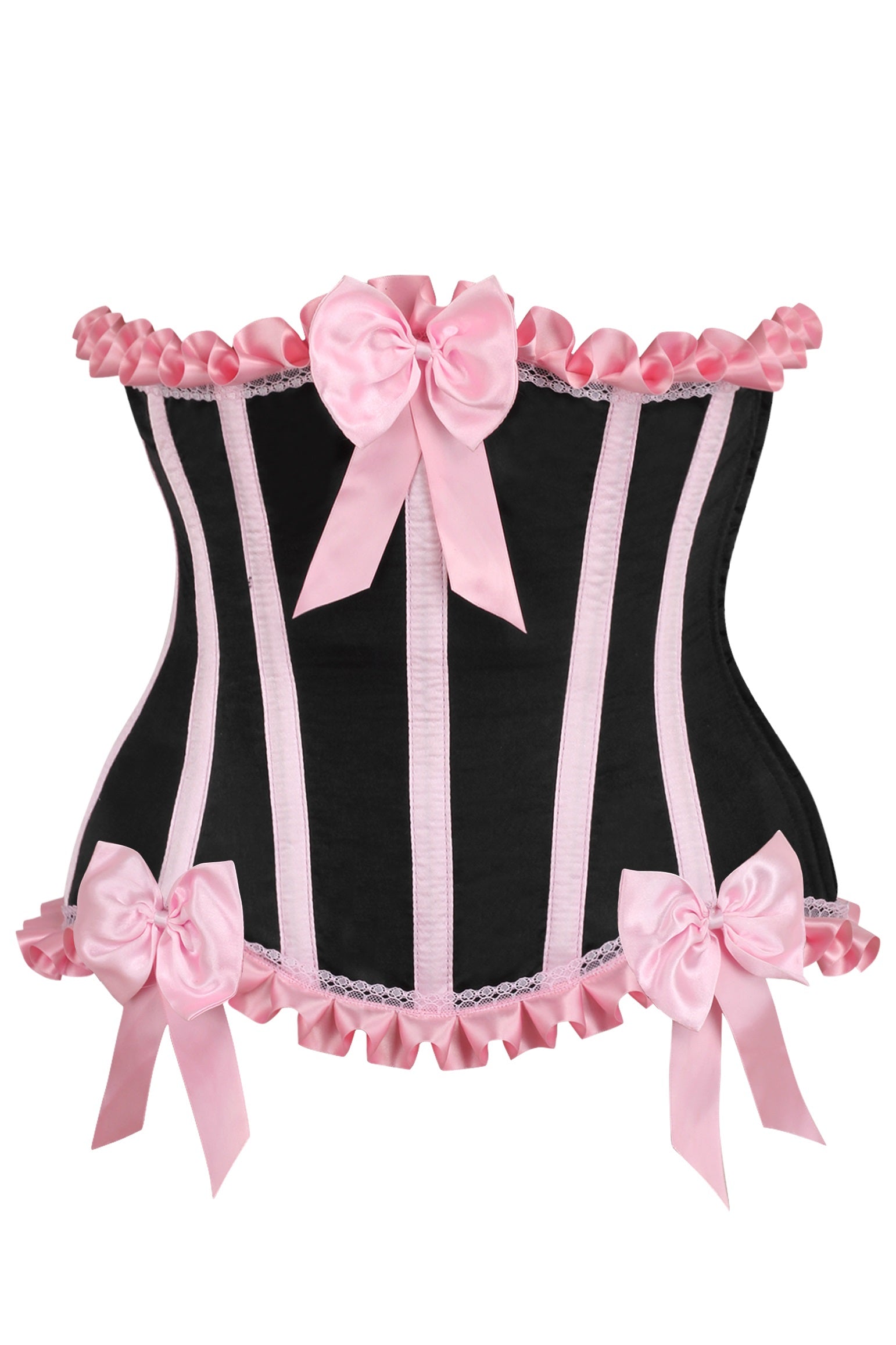 Daisy Corsets Top Drawer Black/Pink Steel Boned Burlesque Underbust Corset Waist Cincher