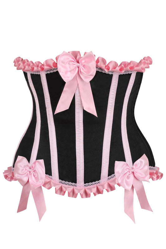 Daisy Corsets Top Drawer Black/Pink Steel Boned Burlesque Underbust Corset Waist Cincher - Daisy Corsets