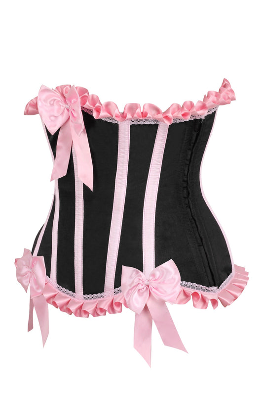 Daisy Corsets Top Drawer Black/Pink Steel Boned Burlesque Underbust Corset Waist Cincher - Daisy Corsets