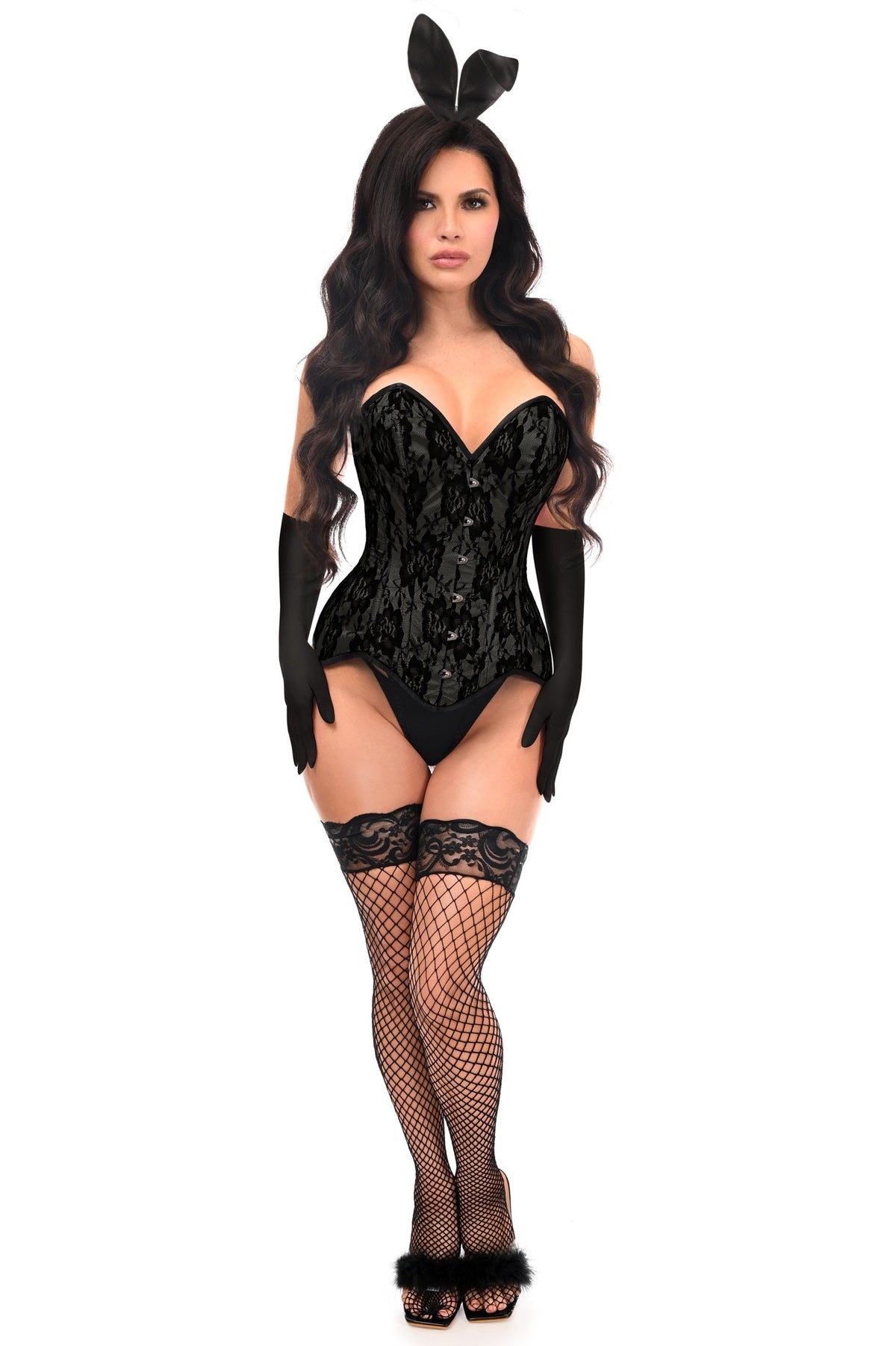 Daisy Corsets Top Drawer 4 PC Premium Black Bunny Corset Costume