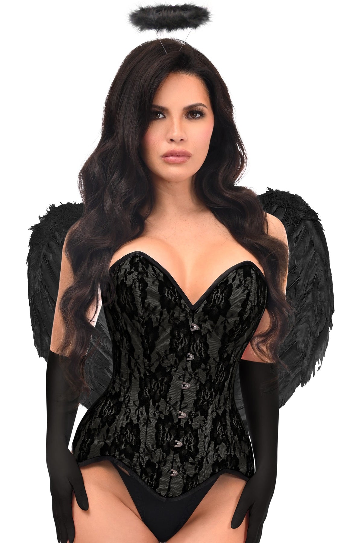 Daisy Corsets Top Drawer 4 PC Premium Black Angel Corset Costume