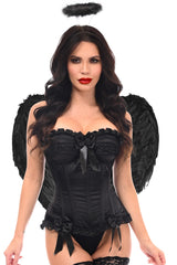 Daisy Corsets Top Drawer 3 PC Black Burlesque Dark Angel Corset Costume