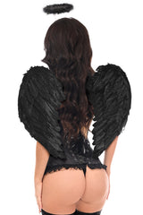 Daisy Corsets Top Drawer 3 PC Black Burlesque Dark Angel Corset Costume