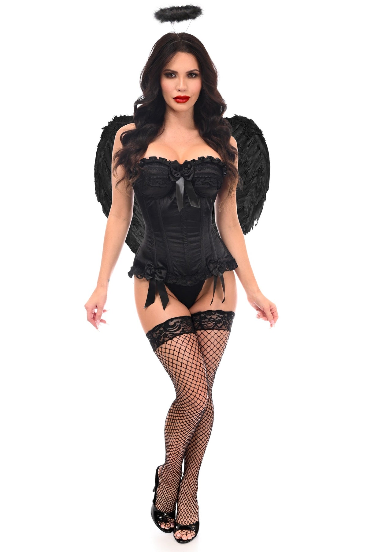 Daisy Corsets Top Drawer 3 PC Black Burlesque Dark Angel Corset Costume