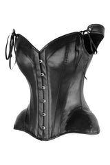 Daisy Corsets Top Drawer Black Faux Leather Steel Boned Corset w/Straps