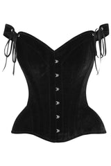 Daisy Corsets Top Drawer Black Velvet Steel Boned Corset w/Straps