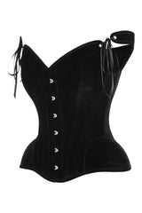 Daisy Corsets Top Drawer Black Velvet Steel Boned Corset w/Straps