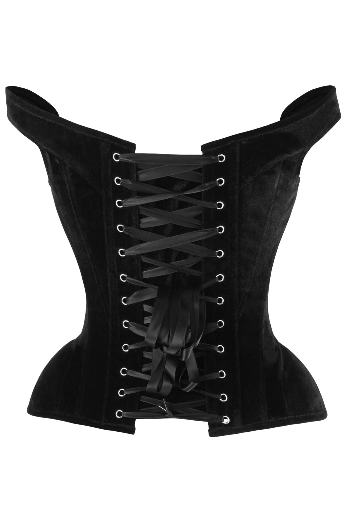 Daisy Corsets Top Drawer Black Velvet Steel Boned Corset w/Straps