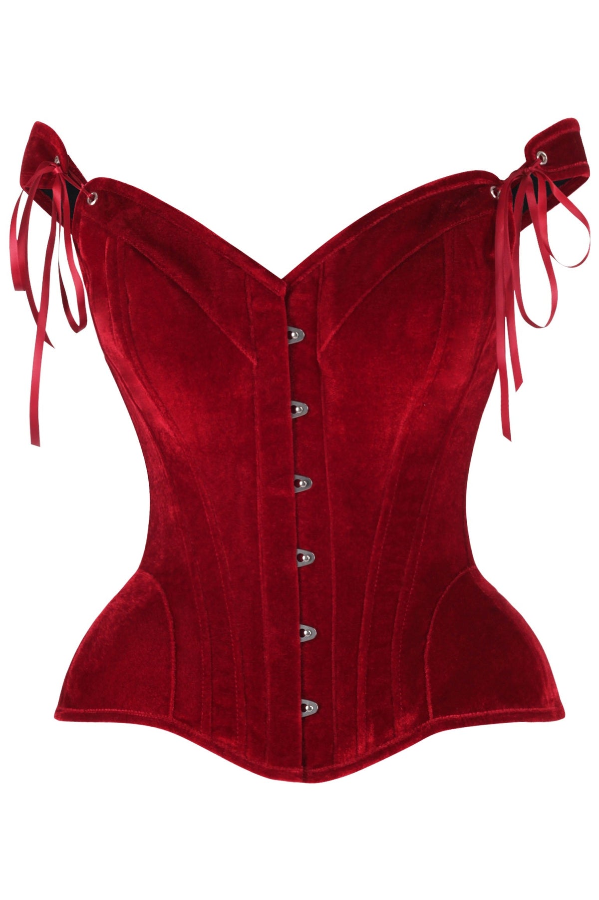 Daisy Corsets Top Drawer Dark Red Velvet Steel Boned Corset w/Straps