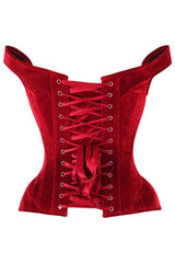 Daisy Corsets Top Drawer Dark Red Velvet Steel Boned Corset w/Straps