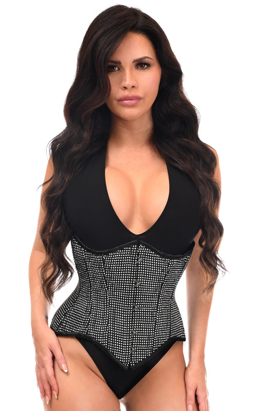 Daisy Corsets Top Drawer Rhinestone Double Steel Boned Underbust Waist Cincher Corset - Daisy Corsets