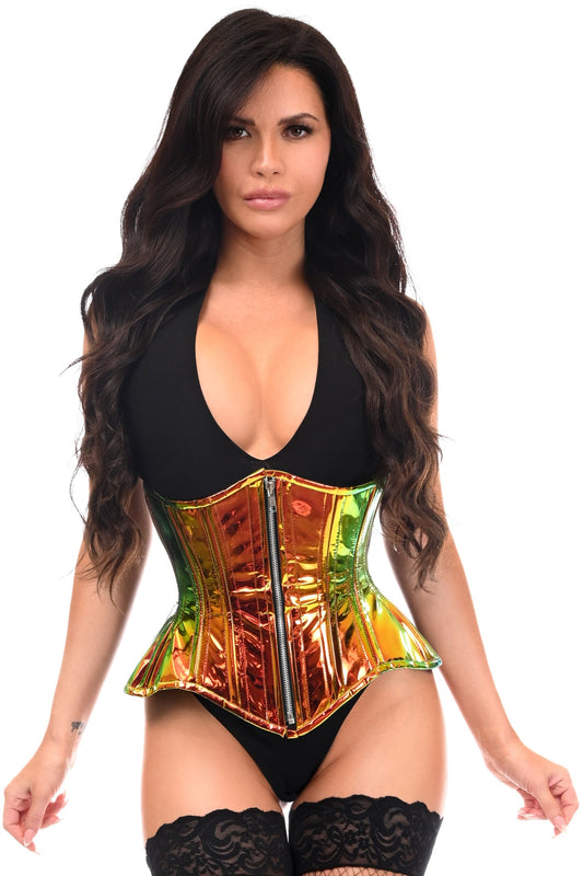 Daisy Corsets Top Drawer Sunset Holo Double Steel Boned Underbust Waist Cincher Corset - Daisy Corsets