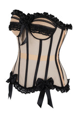 Daisy Corsets Top Drawer Steel Boned Nude & Black Mesh Underwire Bustier Corset - Daisy Corsets