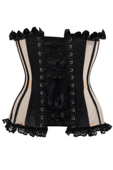 Daisy Corsets Top Drawer Steel Boned Nude & Black Mesh Underwire Bustier Corset - Daisy Corsets