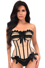 Daisy Corsets Top Drawer Steel Boned Nude & Black Mesh Underwire Bustier Corset - Daisy Corsets