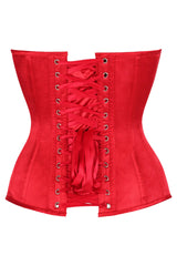 Daisy Corsets Top Drawer Steel Boned Red Satin Plunge Neckline Overbust Corset