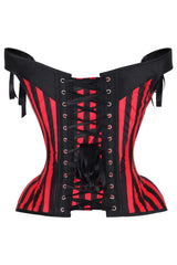 Daisy Corsets Top Drawer Red/Black Striped Steel Boned Corset w/Straps