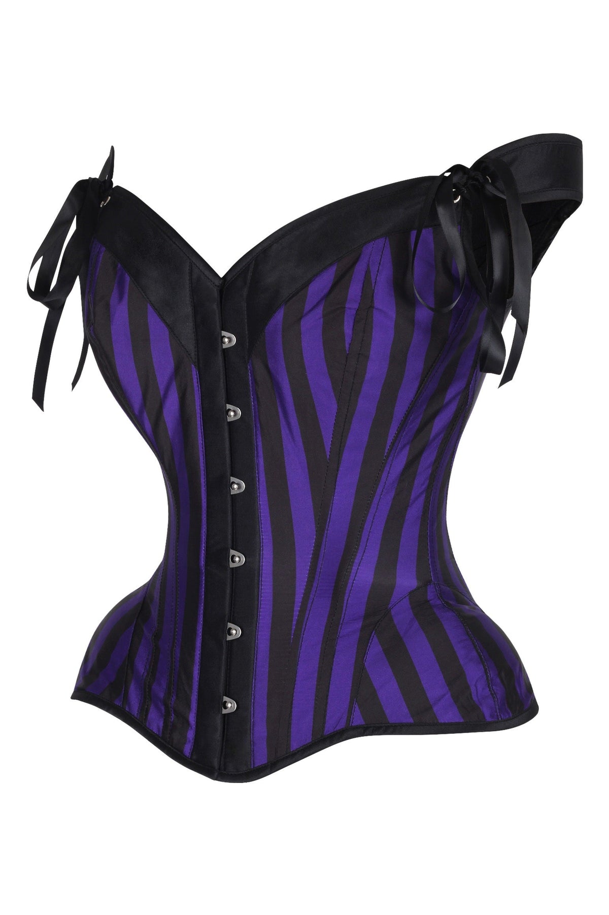 Daisy Corsets Top Drawer Dark Purple/Black Striped Steel Boned Corset w/Straps