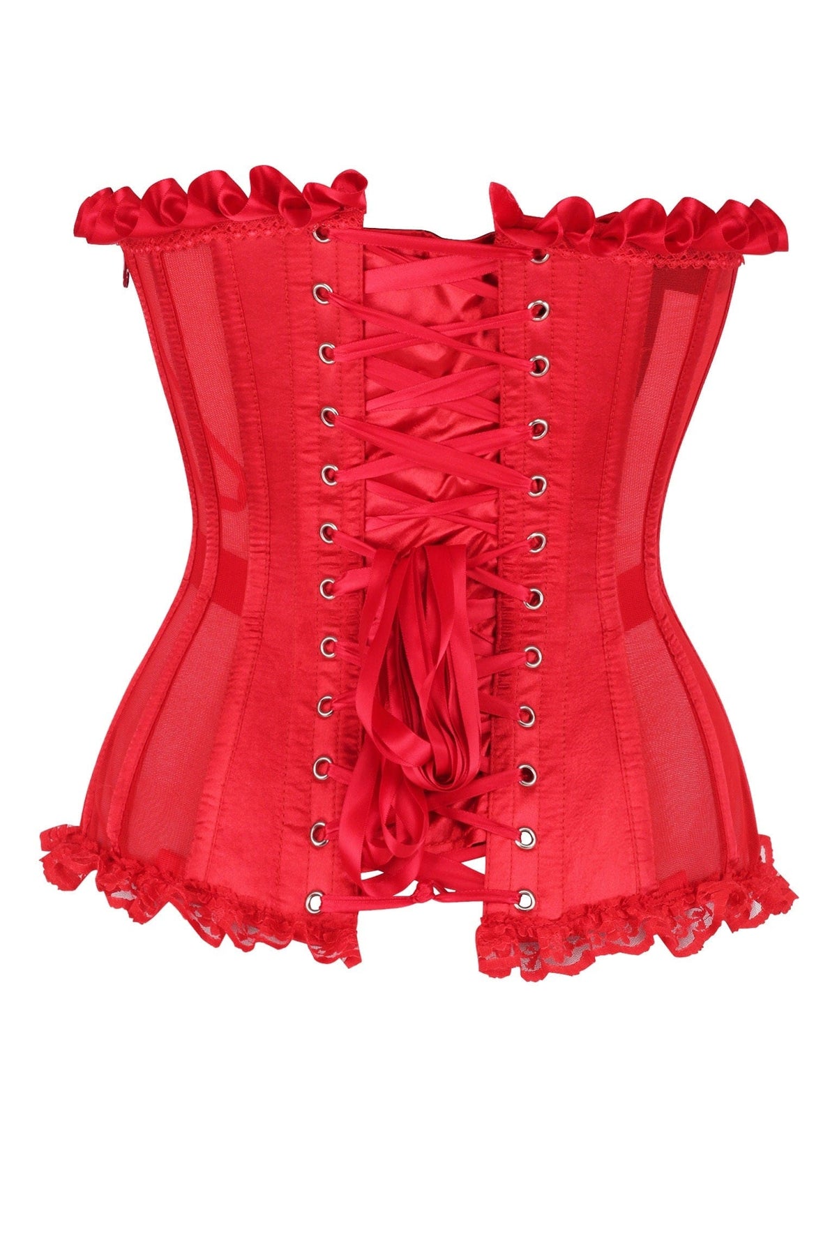 Daisy Corsets Top Drawer Steel Boned Red Mesh Underwire Bustier Corset - Daisy Corsets