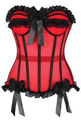 Daisy Corsets Top Drawer Steel Boned Red/Black Mesh Underwire Bustier Corset