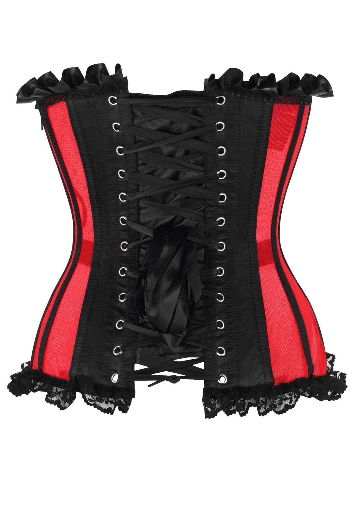 Daisy Corsets Top Drawer Steel Boned Red/Black Mesh Underwire Bustier Corset