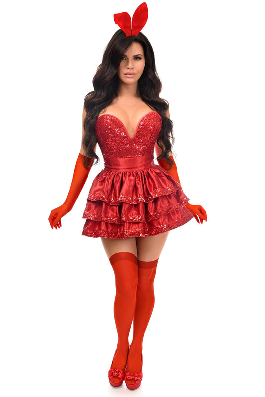 Daisy Corsets Top Drawer 5 PC Red Sequin Bunny Corset Costume - Daisy Corsets