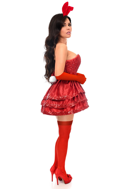 Daisy Corsets Top Drawer 5 PC Red Sequin Bunny Corset Costume - Daisy Corsets