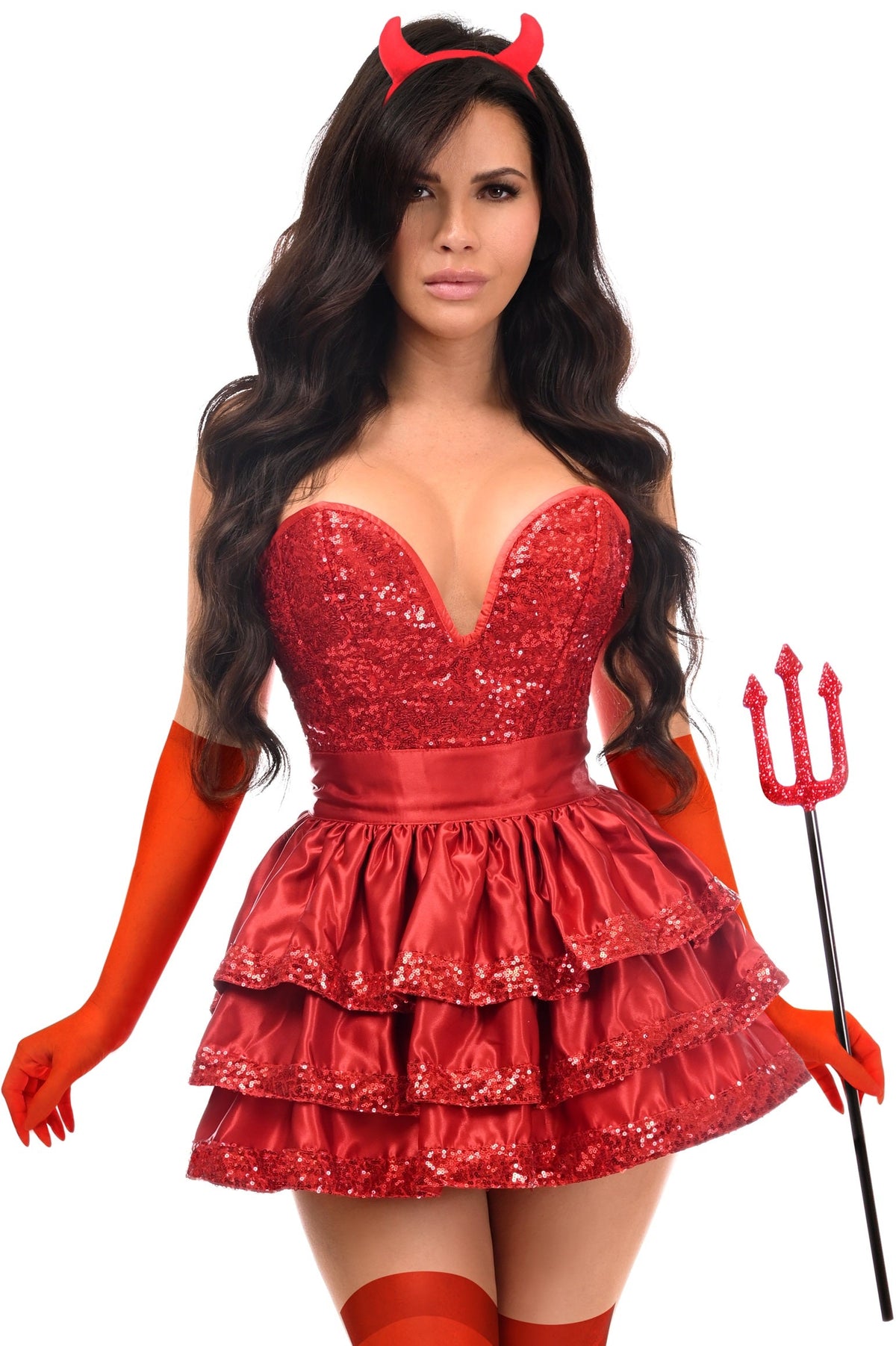 Daisy Corsets Top Drawer 5 PC Red Sequin Devil Corset Costume