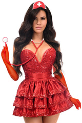 Daisy Corsets Top Drawer 5 PC Red Sequin Nurse Corset Costume - Daisy Corsets