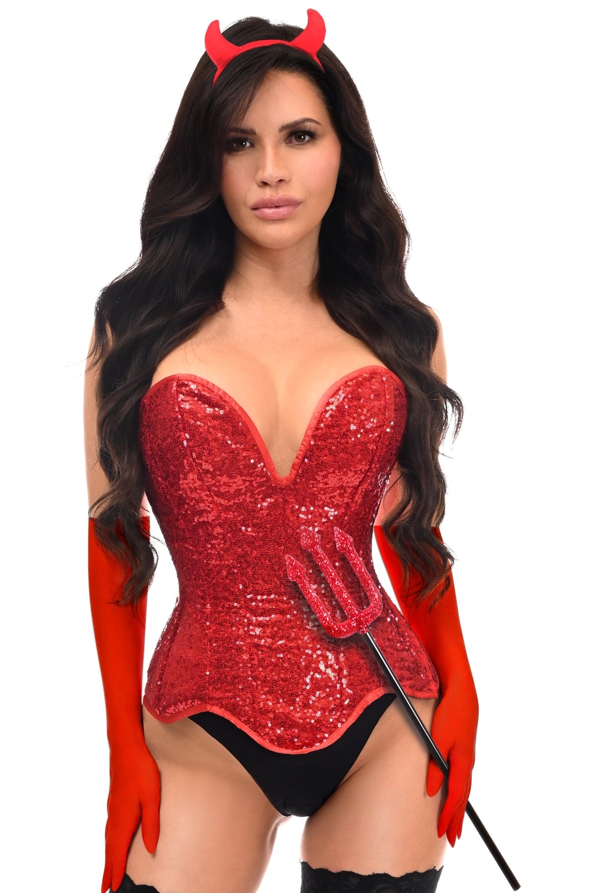 Daisy Corsets Top Drawer 4 PC Red Sequin Devil Corset Costume