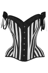 Daisy Corsets Top Drawer Black/White Striped Steel Boned Corset w/Straps