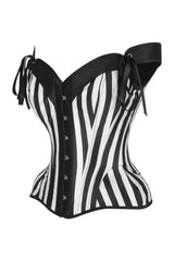 Daisy Corsets Top Drawer Black/White Striped Steel Boned Corset w/Straps - Daisy Corsets