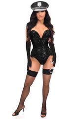 Daisy Corsets Top Drawer 4 PC Black Sequin Corset Cop Costume - Daisy Corsets