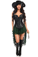 Daisy Corsets Top Drawer 4 PC Black/Green Lace Premium Pirate Corset Costume