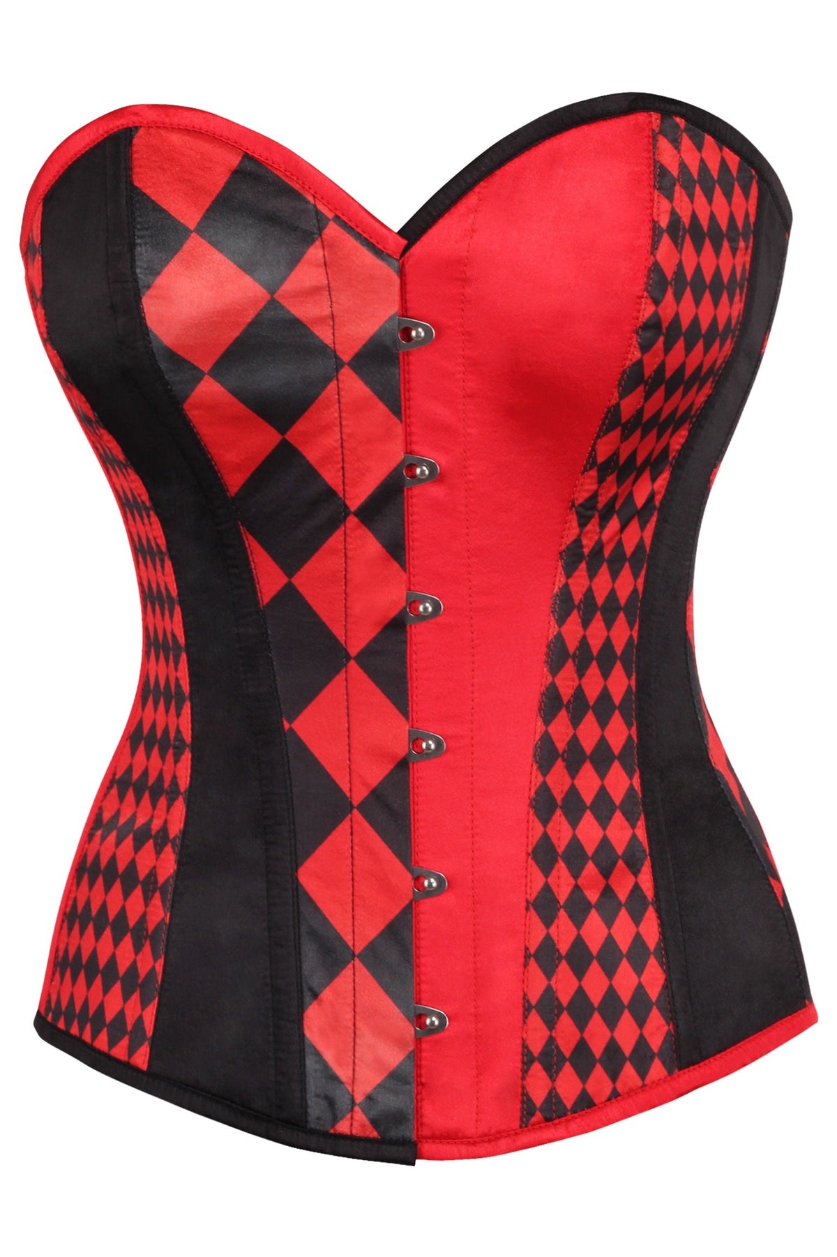 Daisy Corsets Top Drawer Black/Red Print Steel Boned Corset