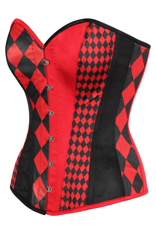 Daisy Corsets Top Drawer Black/Red Print Steel Boned Corset