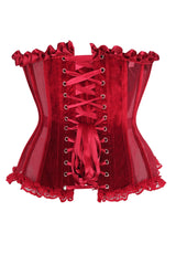 Daisy Corsets Top Drawer Steel Boned Dark Red Mesh & Velvet Underwire Bustier Corset