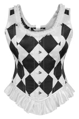 Daisy Corsets Top Drawer Black/White Diamond Steel Boned Corset w/Straps