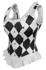 Daisy Corsets Top Drawer Black/White Diamond Steel Boned Corset w/Straps