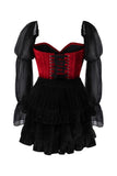 Daisy Corsets Top Drawer 2 PC Dark Red Velvet Steel Boned Corset w/Sleeves & Skirt Set